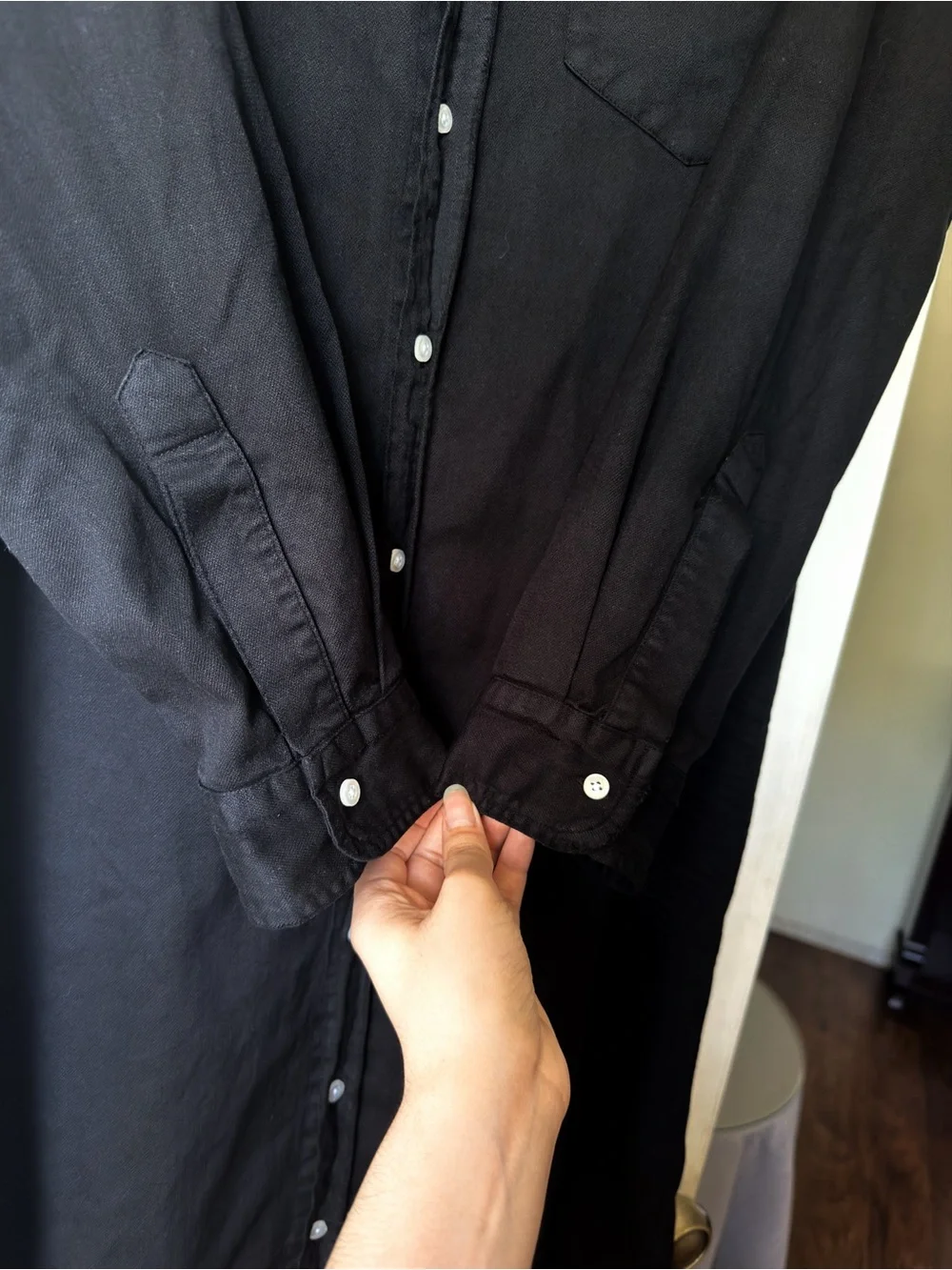 Frank & Eileen Rory Maxi Shirt Dress Famous Denim Black Large EUC - Picture 4 of 8